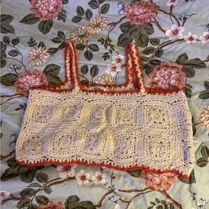 Arnhem Clothing Orange and Cream Crochet Top